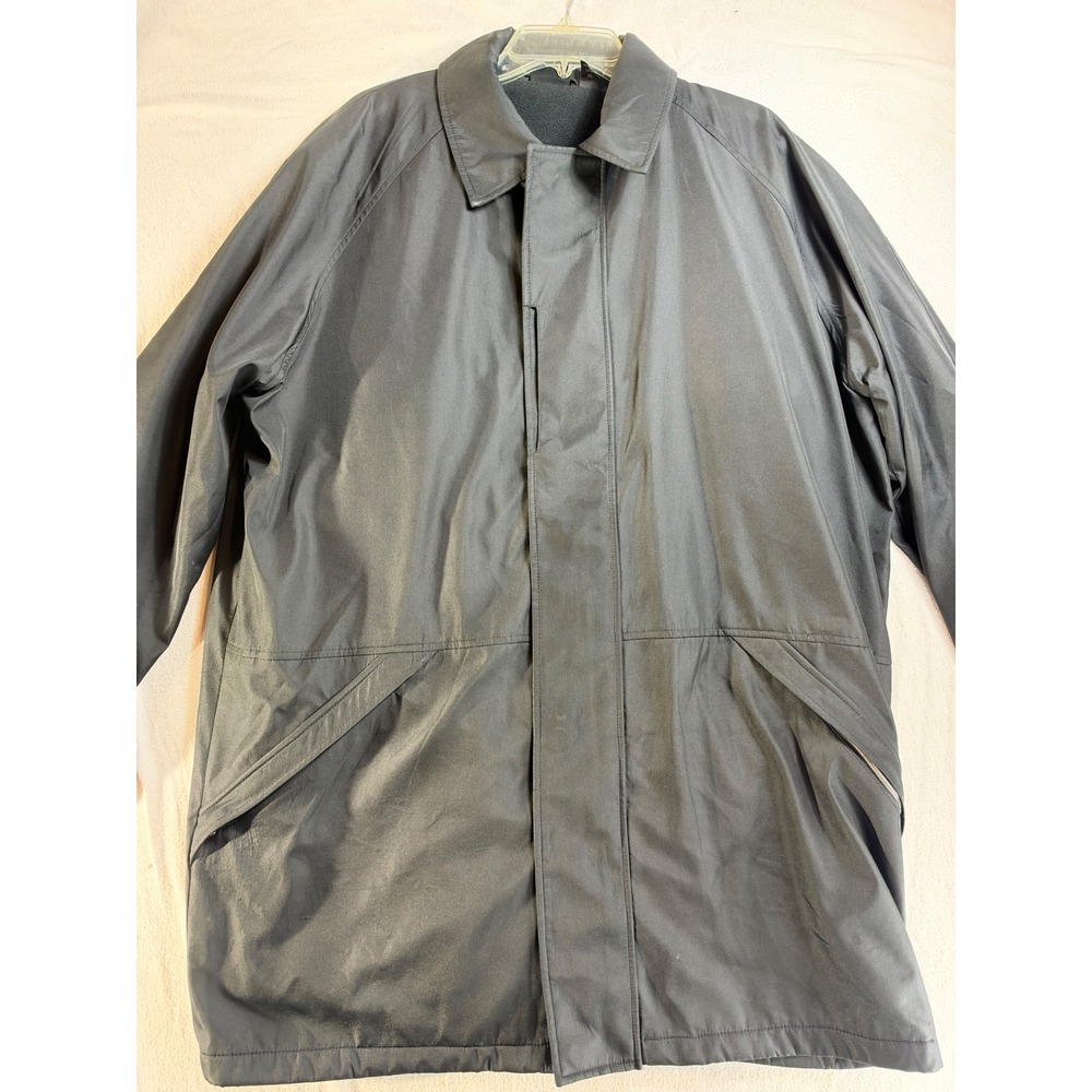 Mercedes Benz Mens XL Black Fleece Lined Car Coat Jacket Mid Length Zipper Front